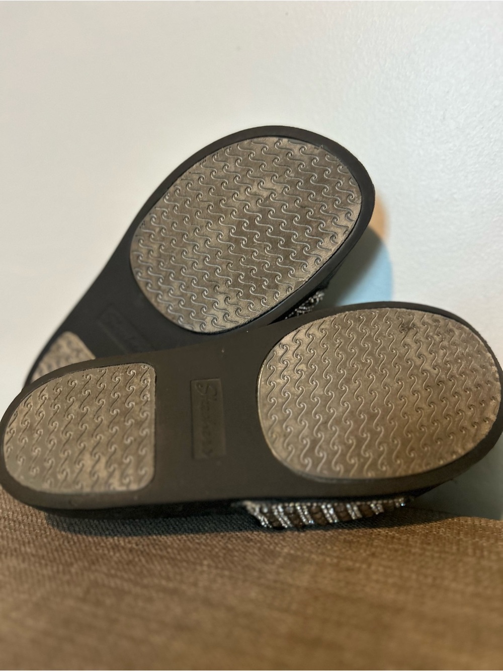 Skechers Sparkle Slide Sandals in Black with Crystal Straps - Picture 7 of 8